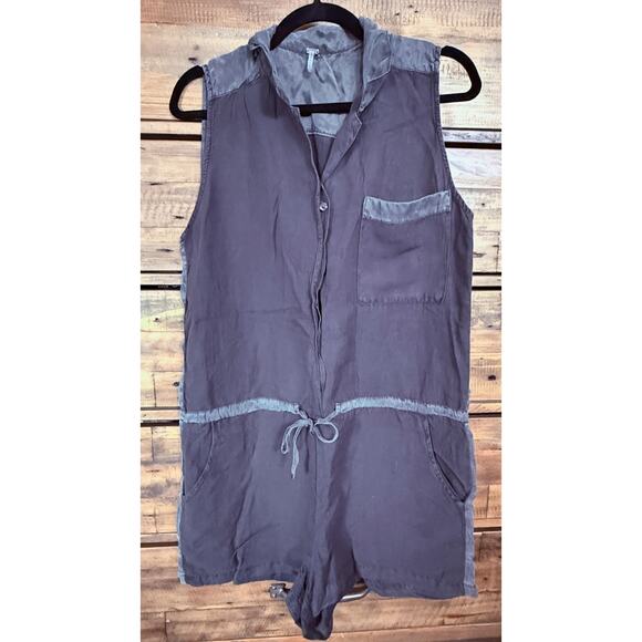 YFB Romper Women's Large Sleeveless Button Front Drawstring Utility Pockets - Picture 1 of 6